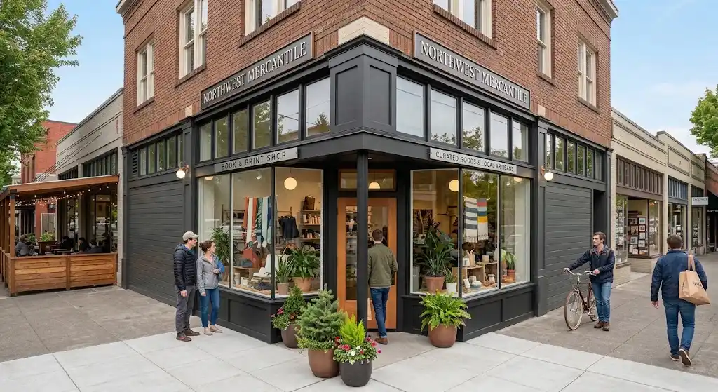 Freshly painted Portland retail storefront with professional curb appeal